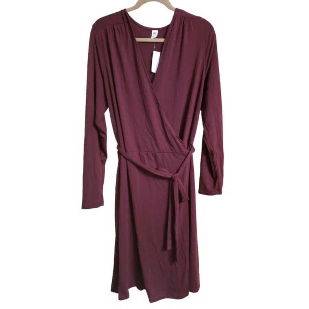 NWT Old Navy Burgundy Long Sleeve Wrap Dress -Full Wrap Belt - Size XXL